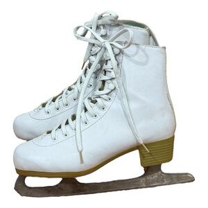 Dominion Esprit Figure Ice Skates Size 6 Adult White AGS 9.5 Blades Toe Picks